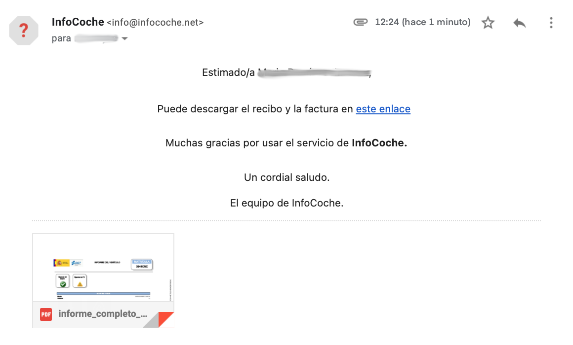 Envio de informe de tráfico de coches a tu email